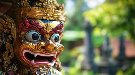 Obraz premium Close-up of a Colorful Ornate Balinese Guardian Statue