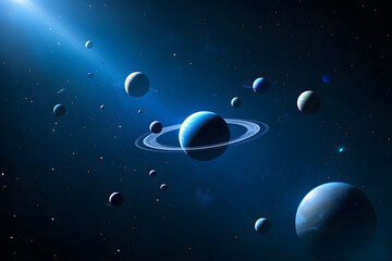 infinite planets throughout space high resolution 4k ai generated