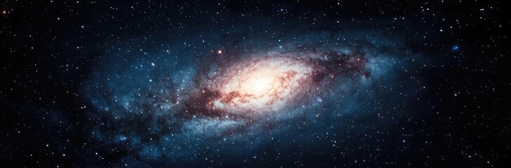 Fototapeta premium Dark sky concept. A breathtaking view of a distant galaxy surrounded by sparkling stars.
