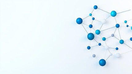 Obraz premium Abstract molecular structure in blue and white colors on a clean background.