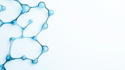 Abstract molecular structure with blue elements on a white background.