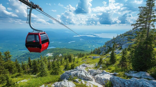 Scenic Gondola Ride Up the Mountainside with Stunning Views