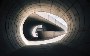Fototapeta premium Architectural design of modern concrete tunnel