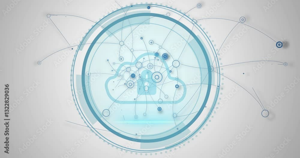 Poster Animation of network with interconnected lines and circles creating complex pattern