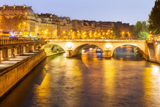 Saint Michael's Bridge over The Seine during early evening. Paris.