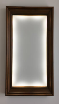 Vintage Wood Long icture Frame, Backlit. with white shades