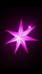 Pink Bright Shiny Flash. Glow Star Burst, origami. with white shades