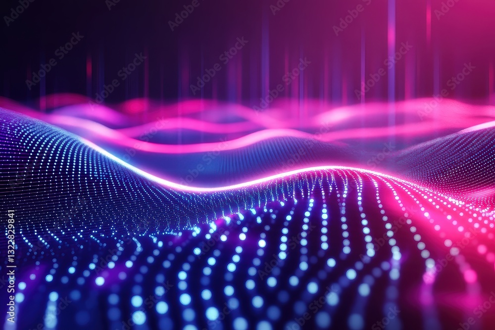 Poster ripples of energy pulse through a vibrant neon grid, creating a mesmerizing display of color and mov