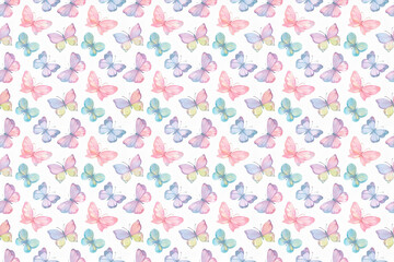 カラフルな蝶々のシームレスパターン背景