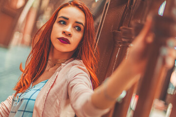 young woman in a dress