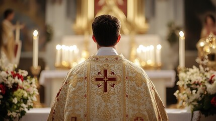 Priest in a Church, Back View