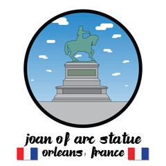 Circle Icon Joan of Arc Statue. Vector illustration