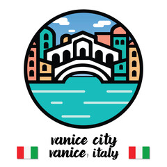 Circle Icon Vanice City. Vector illustration