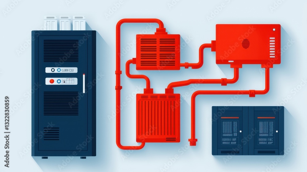 Aufkleber data center icon infographic concept. detailed of advanced data center infrastructure components and