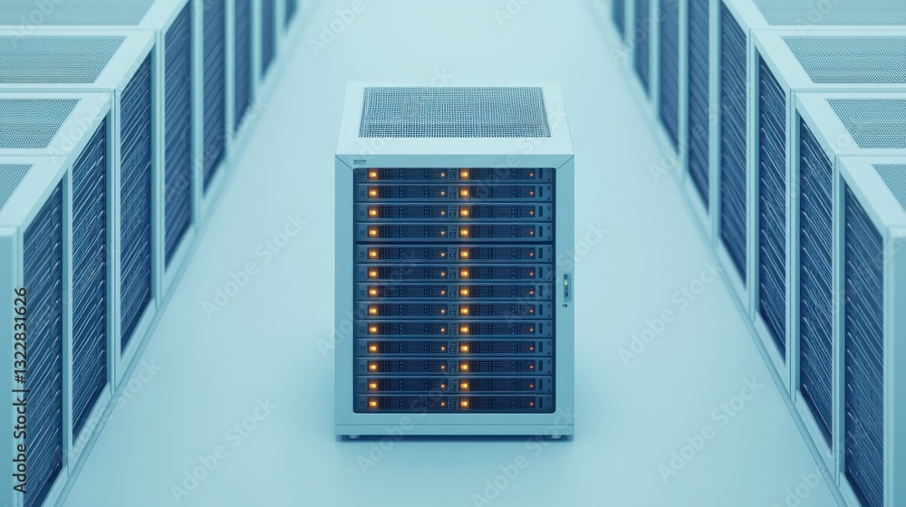 Aufkleber data center icon infographic concept. isometric data center infographic with servers and technology 