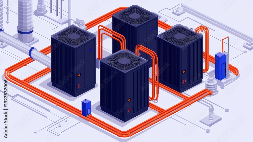 Poster data center icon infographic concept. modular data center infographic with optimized architectural d