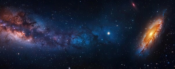 Fototapeta premium Dark sky idea. Stunning view of galaxies and stars in the vastness of cosmic space.