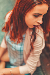 young woman in a dress