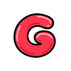 Cartoon letter G vector illustration, red alphabet G typographic design, capital letter G clip art
