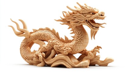 Obraz premium Wooden Carving of a Chinese Dragon