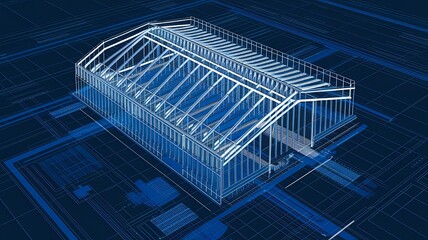 Intricate 3D Blueprint of an Architectural Structure Design
