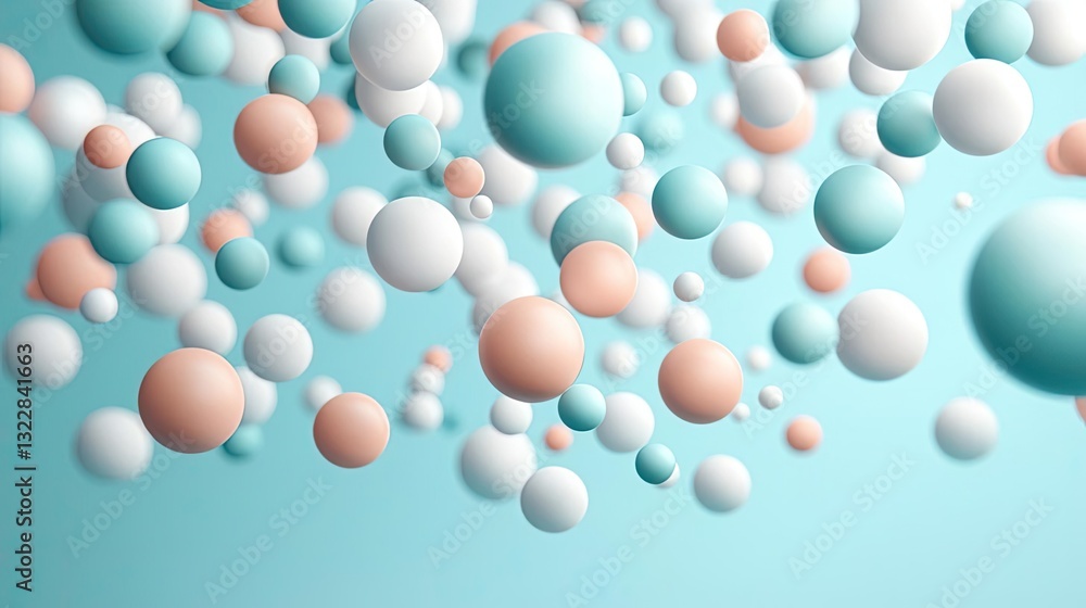 Aufkleber 3d abstract art background idea. vibrant abstract depiction of floating spheres in soft colors again