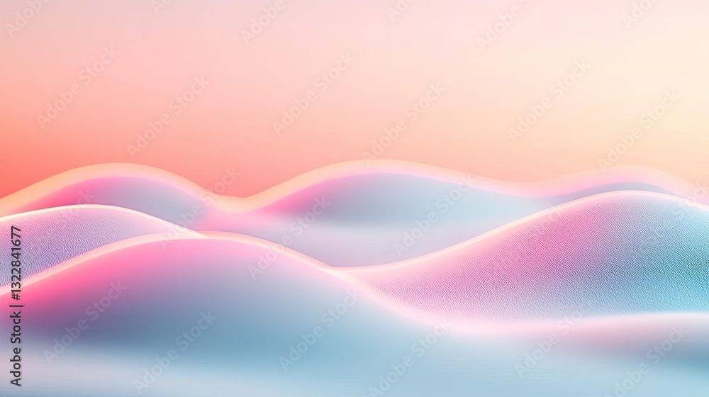 Aufkleber 3d abstract art background idea. soft pastel waves creating a serene atmosphere with a dreamy and tr