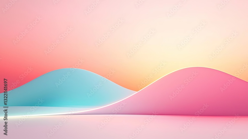 Poster 3d abstract art background idea. abstract waves with soft pastel colors, creating a tranquil and ser