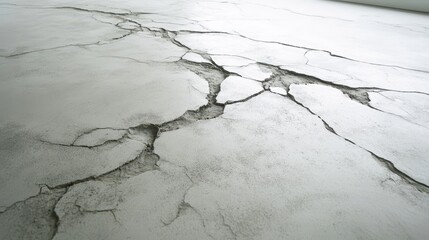 A spacious area of a large room featuring a pristine white floor that reflects light, complemented by a large window allowing natural sunlight to flood in, creating a bright atmosphere.