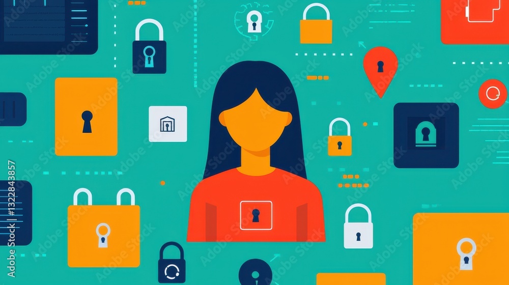 Aufkleber data center security infographic concept. secure digital landscape safeguarding data and connectivit