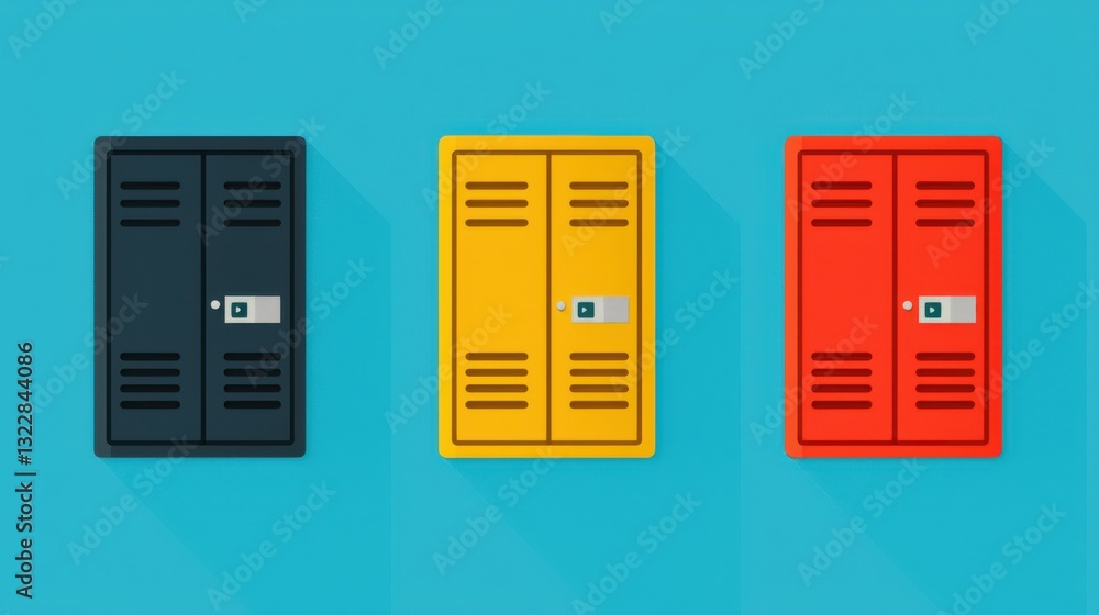 Aufkleber data center security infographic concept. vibrant metal lockers in coordinated color scheme for effi
