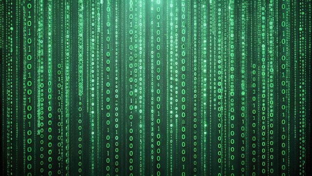 Digital green binary code background pattern