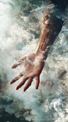 Fototapeta premium Hand Reaching for Heaven: A Surreal Dream