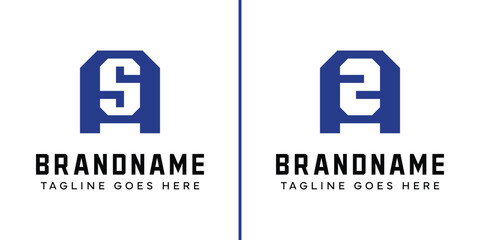 Letters AS and AZ Monogram Logo Set, suitable for any business with SA AS ZA AZ initials