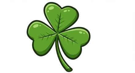 A Vector Illustration Of A Vibrant Green Four Leaf Clover Against A White Background