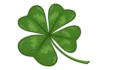 A Vector Illustration Of A Vibrant Green Four Leaf Clover Against A White Background