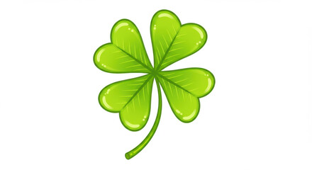 A Vector Illustration Of A Vibrant Green Four Leaf Clover Against A White Background