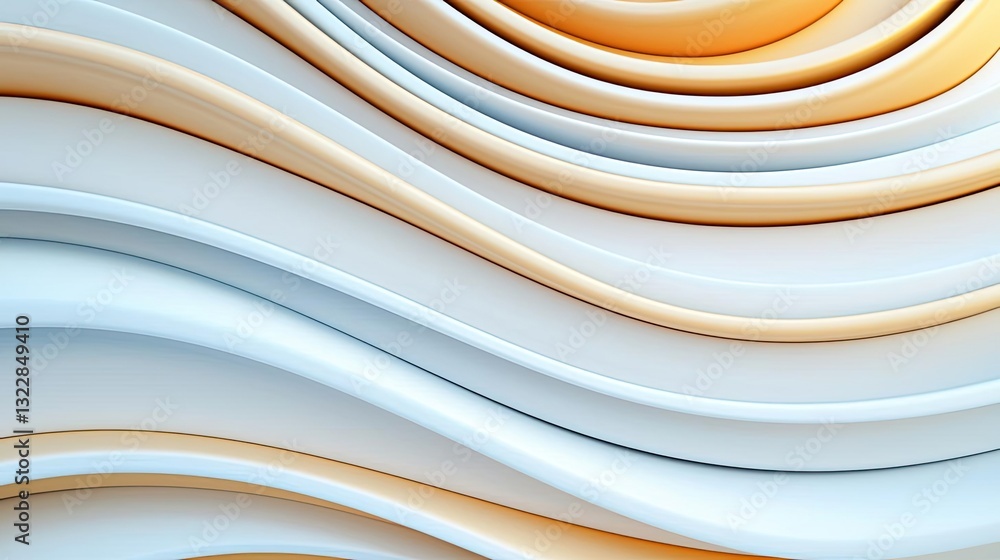 Poster 3d abstract art background idea. abstract wave patterns in orange and white create a modern artistic