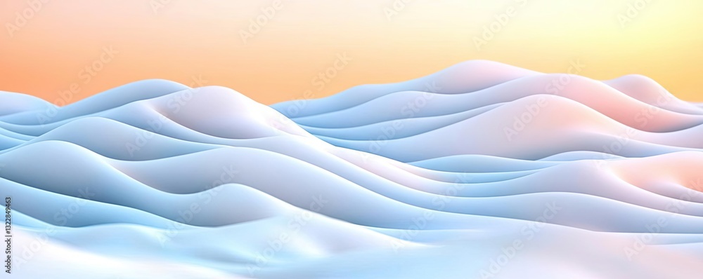 Poster 3d abstract art background idea. abstract gentle waves create a serene and calming landscape at dusk