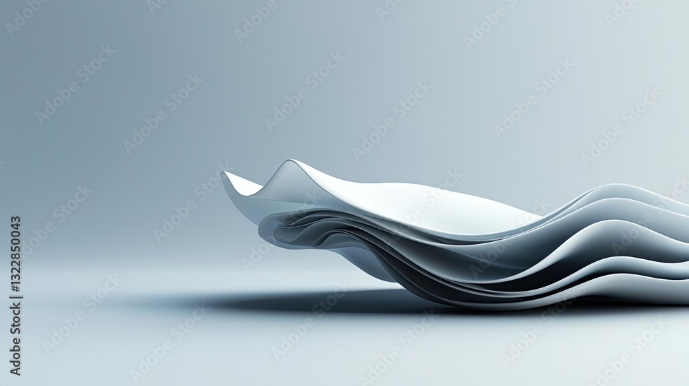 Poster 3d abstract art background idea. abstract white waves create a serene minimalist design, ideal for c
