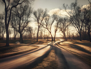 Fototapeta premium sunset in the park