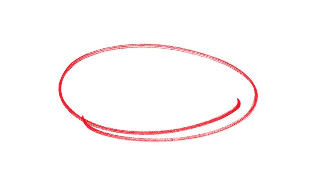 Hand-drawing oval frame circle animation, Handwritten red circle. For marking text, numbers, marker pen, pencil, logo, hand-drawn doodle grunge circle highlights with transparent background.