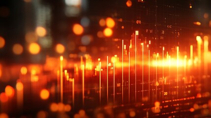 Abstract Orange Digital Data Graph Visualization