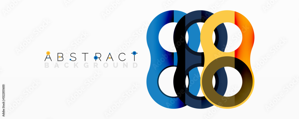 Aufkleber Abstract circle element composition with overlapping circular and tubular shapes featuring smooth gradients, transparency effects, and dynamic layering