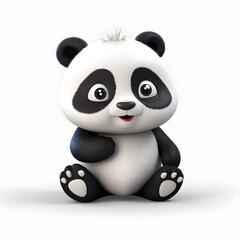 Naklejka premium Digital technology 3d cute panda icon