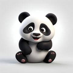 Naklejka premium Digital technology 3d cute panda icon