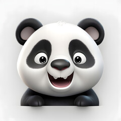 Naklejka premium Digital technology 3d cute panda icon