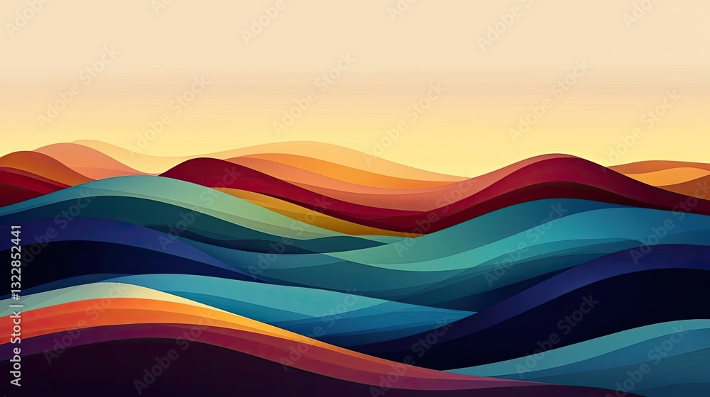 Aufkleber abstract concept art background idea. vibrant abstract landscape featuring rolling waves of color un