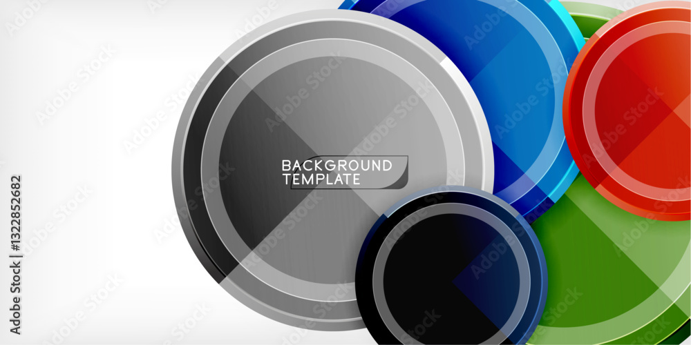 Poster abstract background - multicolored circles, trendy minimal geometric design, vector illustration