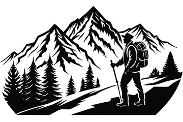 Hiker silhouette vector